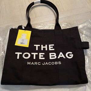 Marc Jacobs Black Canvas Tote Bag with White Logo